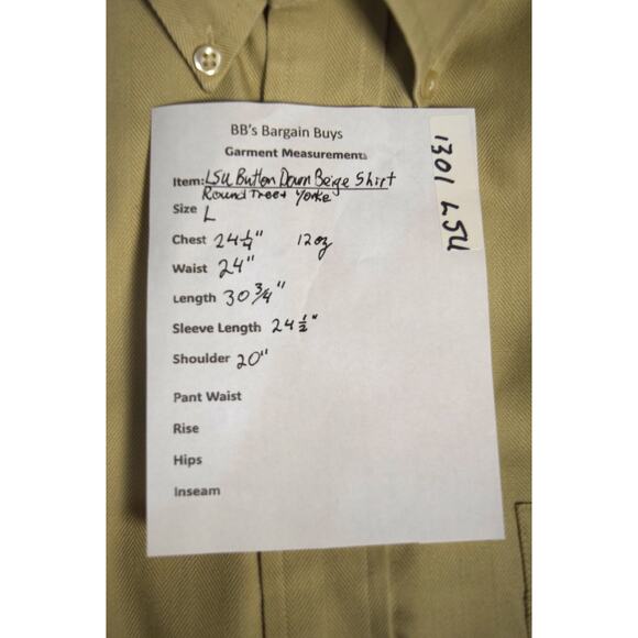 LSU Beige Roundtree & Yorke Dress Shirt Button-up Career Casual Long Sleeve Nice - Picture 10 of 10